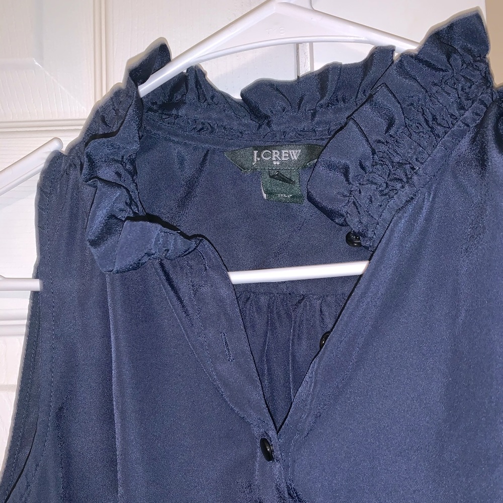 J. Crew ruffle collar silk satin top S 2